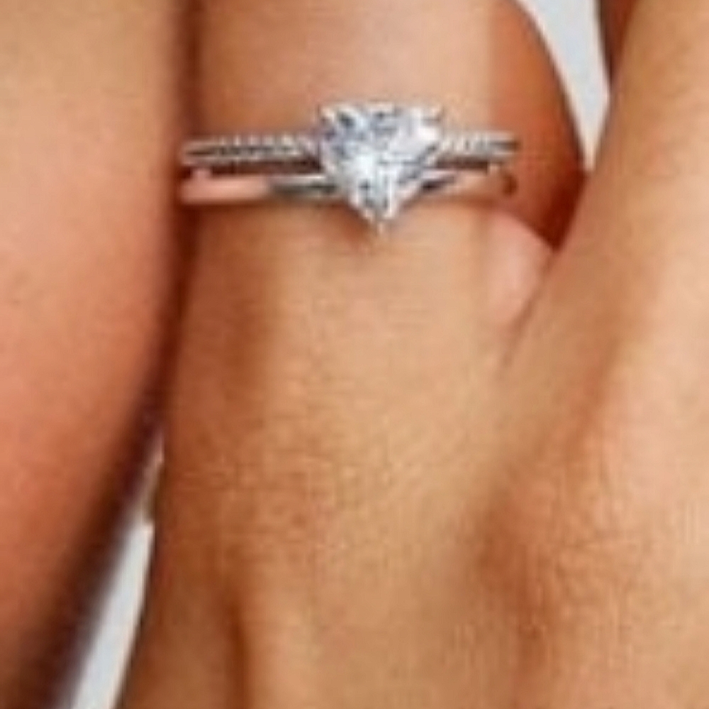 Authentic NEW Pandora Double Band Heart Ring S925ALE CZ - Picture 5 of 10